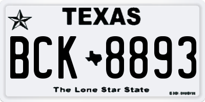 TX license plate BCK8893