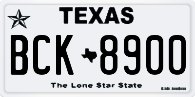 TX license plate BCK8900