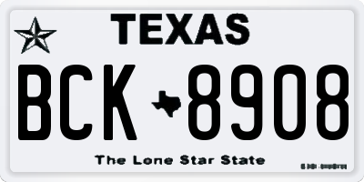 TX license plate BCK8908