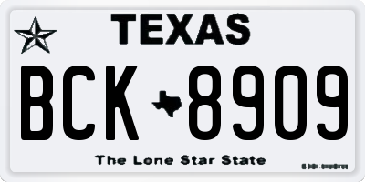 TX license plate BCK8909
