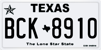 TX license plate BCK8910