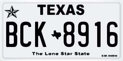 TX license plate BCK8916
