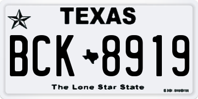 TX license plate BCK8919