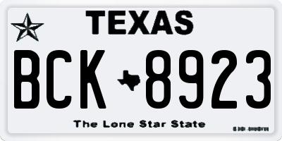 TX license plate BCK8923