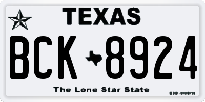 TX license plate BCK8924