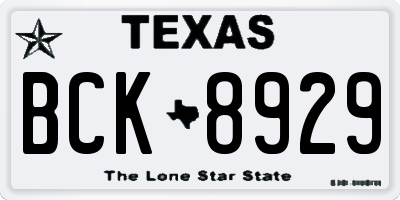 TX license plate BCK8929