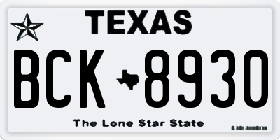 TX license plate BCK8930