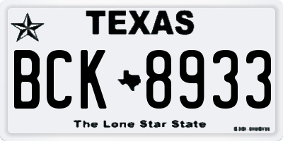 TX license plate BCK8933