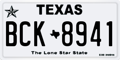 TX license plate BCK8941