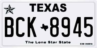 TX license plate BCK8945