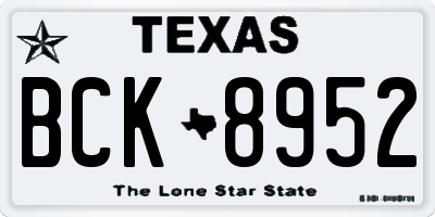 TX license plate BCK8952
