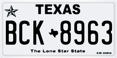 TX license plate BCK8963