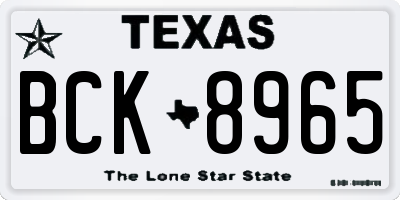 TX license plate BCK8965