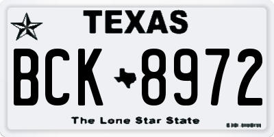 TX license plate BCK8972