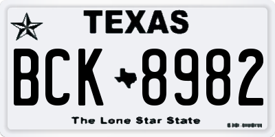 TX license plate BCK8982
