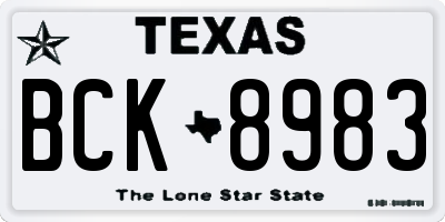 TX license plate BCK8983