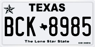 TX license plate BCK8985