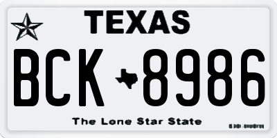 TX license plate BCK8986