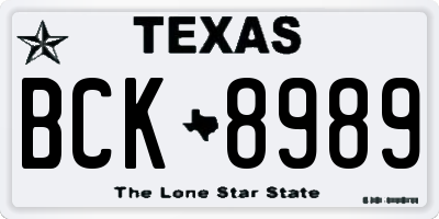 TX license plate BCK8989