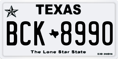 TX license plate BCK8990