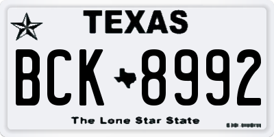 TX license plate BCK8992