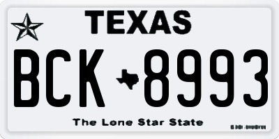 TX license plate BCK8993