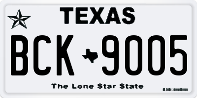 TX license plate BCK9005