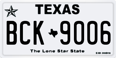 TX license plate BCK9006