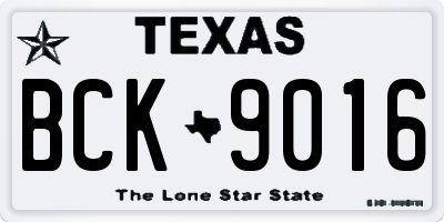 TX license plate BCK9016