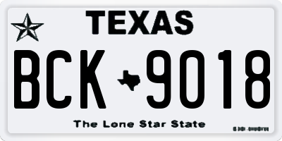 TX license plate BCK9018