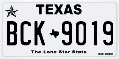 TX license plate BCK9019