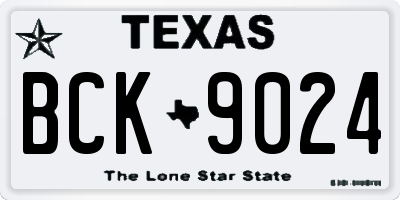 TX license plate BCK9024