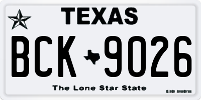 TX license plate BCK9026