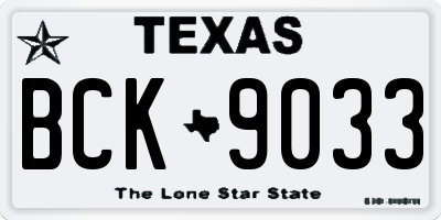 TX license plate BCK9033