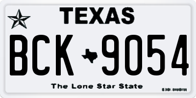 TX license plate BCK9054