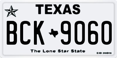TX license plate BCK9060