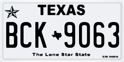 TX license plate BCK9063