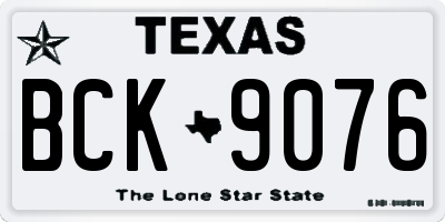 TX license plate BCK9076