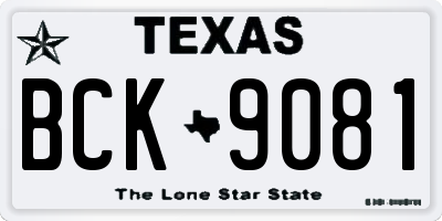 TX license plate BCK9081