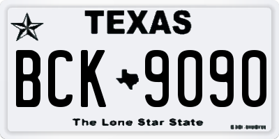 TX license plate BCK9090