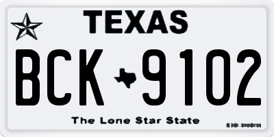 TX license plate BCK9102