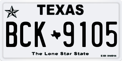 TX license plate BCK9105