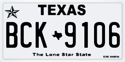 TX license plate BCK9106