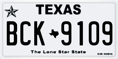 TX license plate BCK9109
