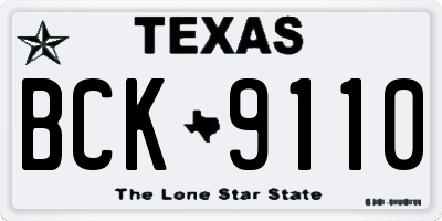 TX license plate BCK9110