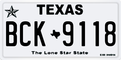 TX license plate BCK9118