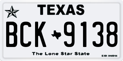 TX license plate BCK9138