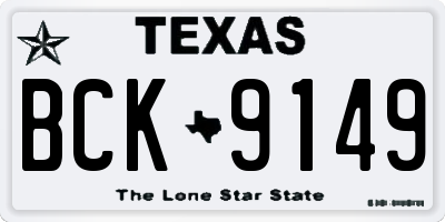 TX license plate BCK9149