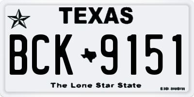 TX license plate BCK9151