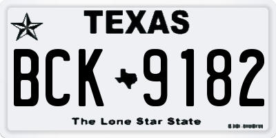 TX license plate BCK9182